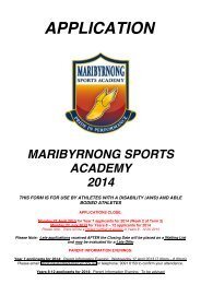 Print the Application form - Maribyrnong Sports Academy ...