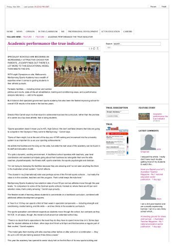 Academic performance the true indicator | Australian Teacher ...