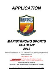 APPLICATION - Maribyrnong Sports Academy @ Maribyrnong College