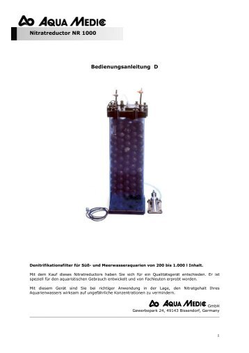 Nitratreductor NR 1000 Bedienungsanleitung D - Aqua Medic