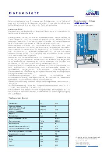 Reinstwasseranlage EDI Technologie Typ ... - Aqua Nova GmbH