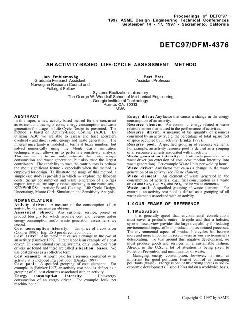 An Activity-Based Life-Cycle Assessment Method - the Systems ...