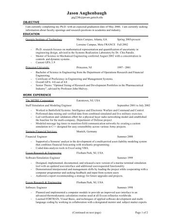 Jason Matthew Aughenbaugh Resume Dec 2004 - the Systems ...