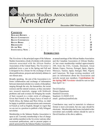 Saharan Studies Newsletter V 12 no 2 - Sahara Studies Association