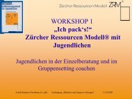 WORKSHOP 1 „Ich pack's!“ Zürcher Ressourcen Modell® mit ...