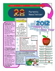 Parents Newsletter - St. Anthony Elementary School