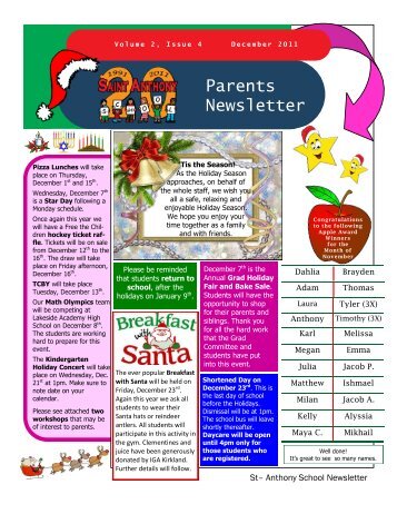 Parents Newsletter - St. Anthony Elementary School