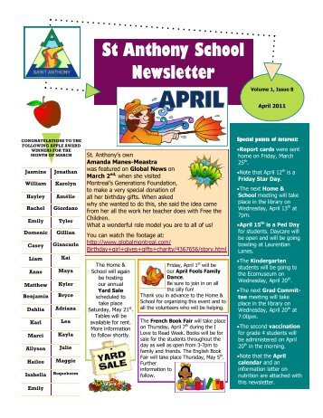 St Anthony School Newsletter - St. Anthony Elementary School ...