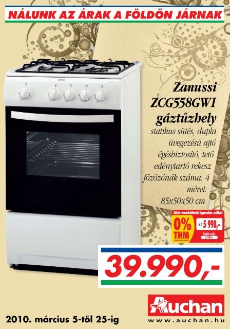 Zanussi ZCG558GW1 gáztûzhely - Auchan