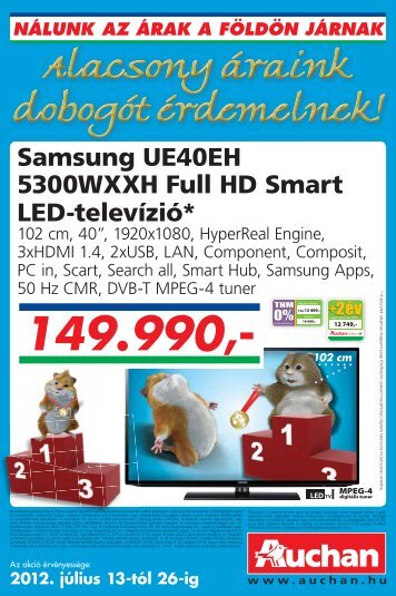 Samsung UE40EH 5300WXXH Full HD Smart LED-televízió* - Auchan