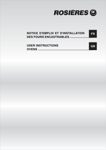 notice d'emploi et d'installation des fours encastrables user ...