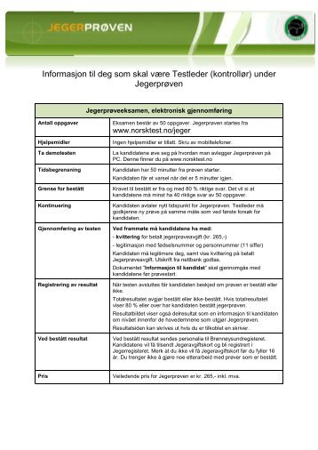 Informasjon til deg som skal være Testleder (kontrollør) - Datakortet as