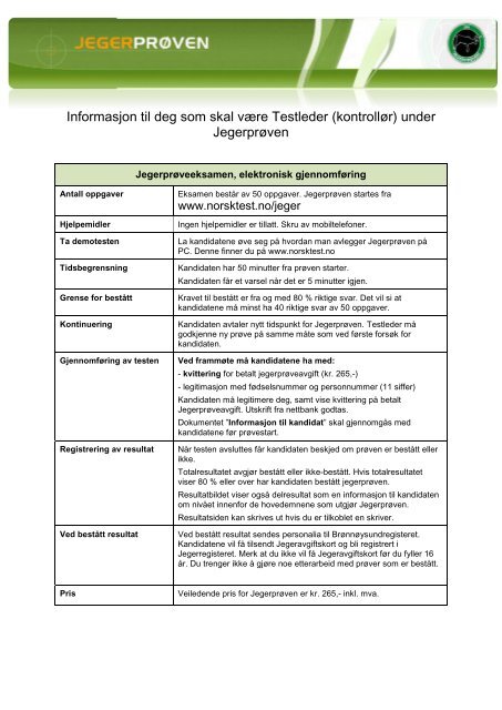 Informasjon til deg som skal være Testleder (kontrollør) - Datakortet as
