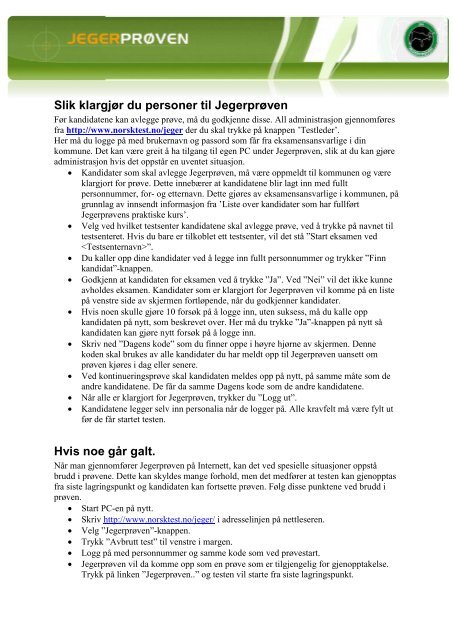 Informasjon til deg som skal være Testleder (kontrollør) - Datakortet as