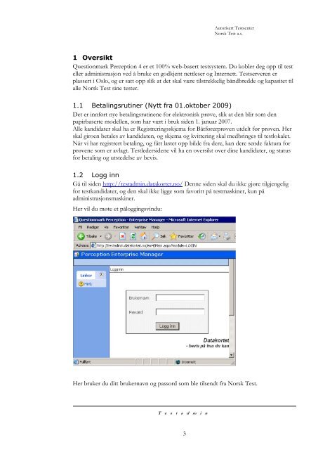 Brukerdokumentasjon TestStation Admin - Datakortet as