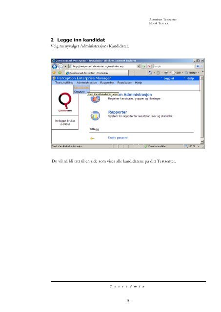 Brukerdokumentasjon TestStation Admin - Datakortet as
