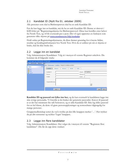 Brukerdokumentasjon TestStation Admin - Datakortet as