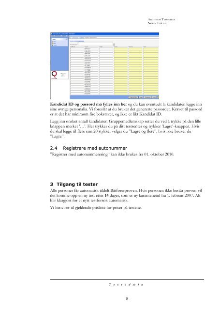 Brukerdokumentasjon TestStation Admin - Datakortet as