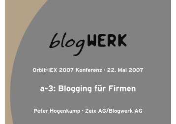 Blogging für Firmen - Zeix AG