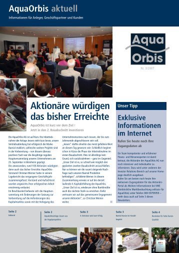 Aktionäre würdigen das bisher Erreichte - bei Aquaorbis