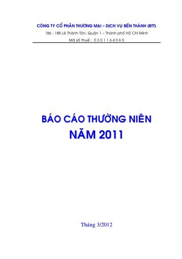Báo cáo thường niên năm 2011 - Ben Thanh TSC