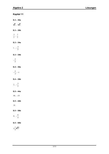 Algebra 2 Lösungen Kapitel 11 - Wiki von Stefan Gubser, KS Zug