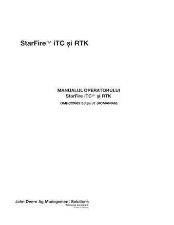 StarFire™ iTC și RTK - StellarSupport - John Deere