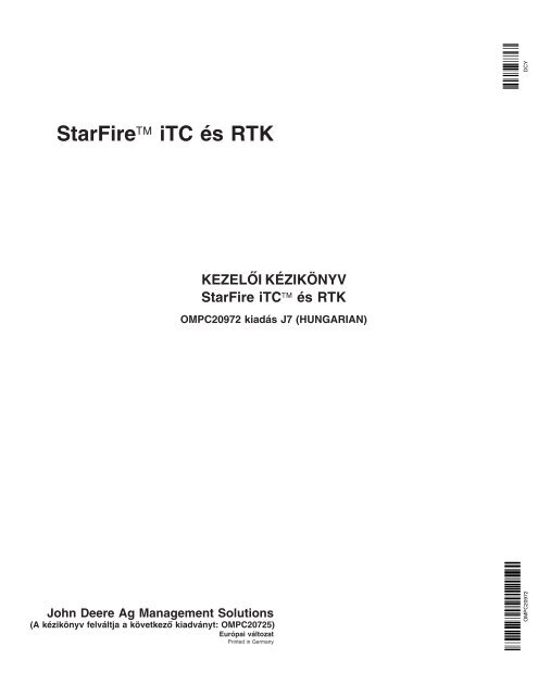StarFire™ iTC e´s RTK - StellarSupport - John Deere