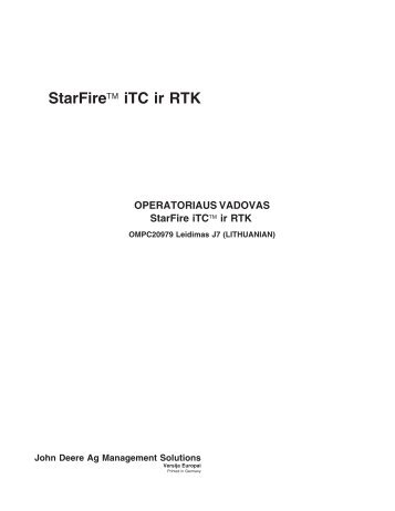 StarFire™ iTC ir RTK - StellarSupport - John Deere