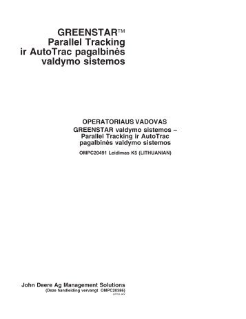 GREENSTAR Parallel Tracking ir AutoTrac pagalbine˙s valdymo ...