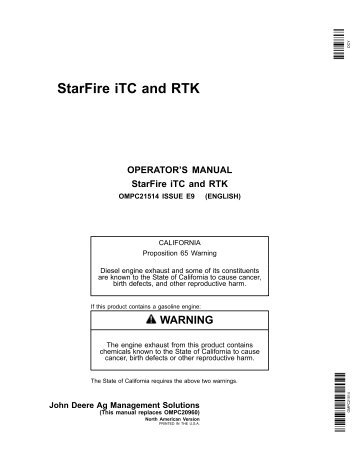 StarFire iTC and RTK - StellarSupport - John Deere