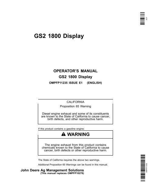 Installing the GS2 1800 Display - StellarSupport - John Deere