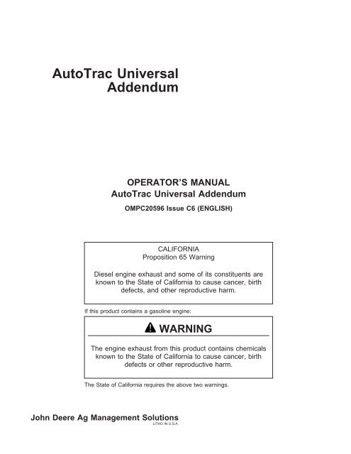 AutoTrac Universal Addendum - StellarSupport - John Deere