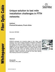 Unique solution to last mile installation challenges in FTTH ... - Sterlite