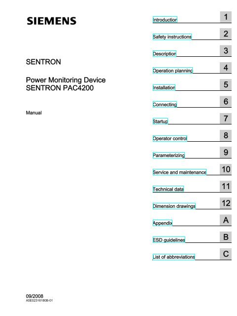 Manual SENTRON Power Monitoring Device SENTRON PAC4200