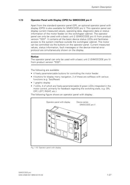 System Manual SIMOCODE pro Edition 03/2007