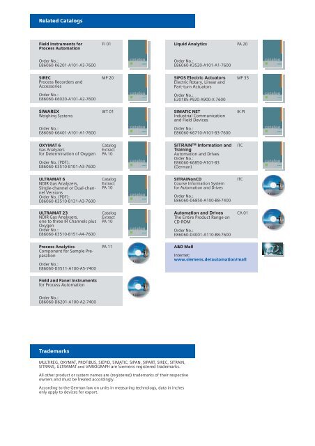 SIREC Recorders and Accessories Catalog MP 20 • 2003