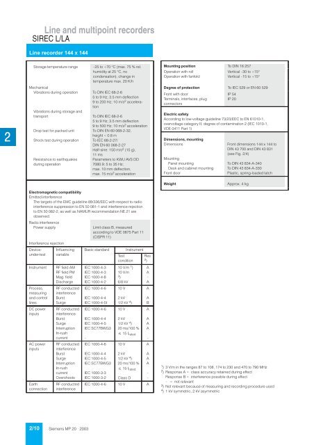 SIREC Recorders and Accessories Catalog MP 20 • 2003