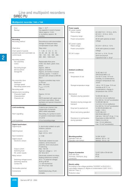 SIREC Recorders and Accessories Catalog MP 20 • 2003