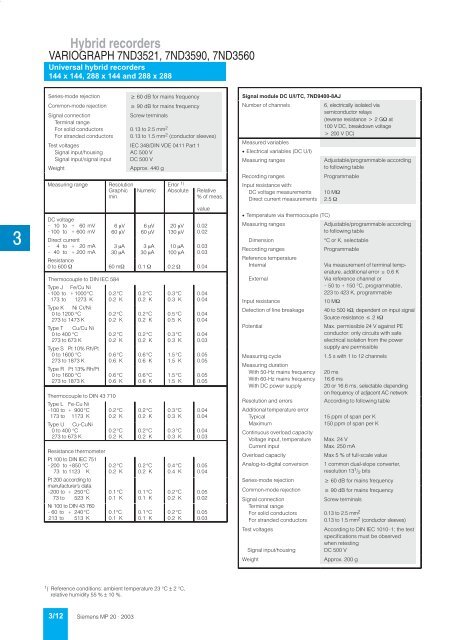 SIREC Recorders and Accessories Catalog MP 20 • 2003