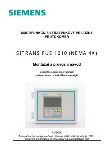 Návod SITRANS FUS1010