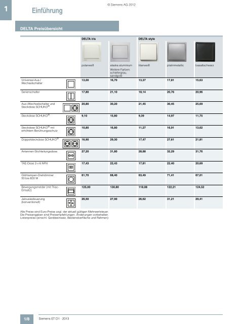 Katalog ET D1 10/2012 - Siemens Building Technologies