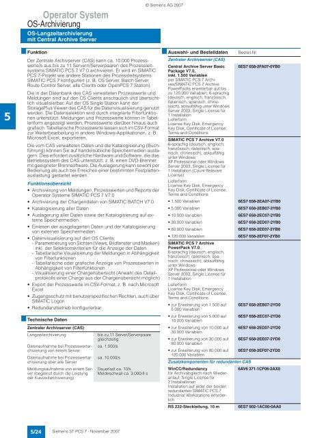 Prozessleitsystem SIMATIC PCS 7