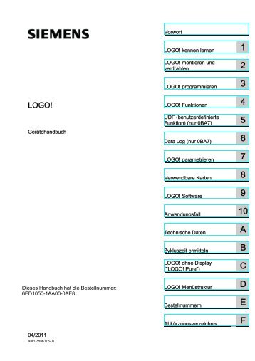 Page 1 LOGO! LOGO! Gerätehandbuch Dieses Handbuch hat die ...