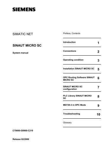 SIMATIC NET SINAUT MICRO SC 1 2 3 6 7 8 9 10