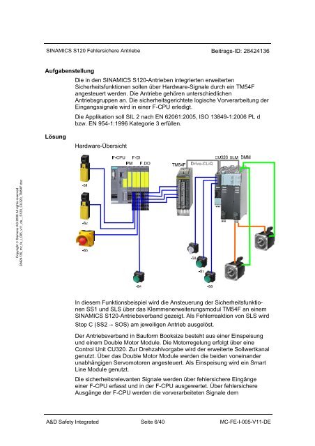 SINAMICS S120 Safety Integrated Extended Functions