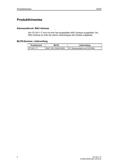 SIMATIC NET CP 243-1 IT Kommunikationsprozessor