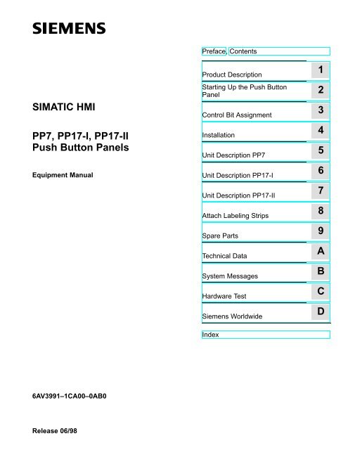 Push Button Panels PP7, PP17-I, PP17-II - Siemens Industry Online ...