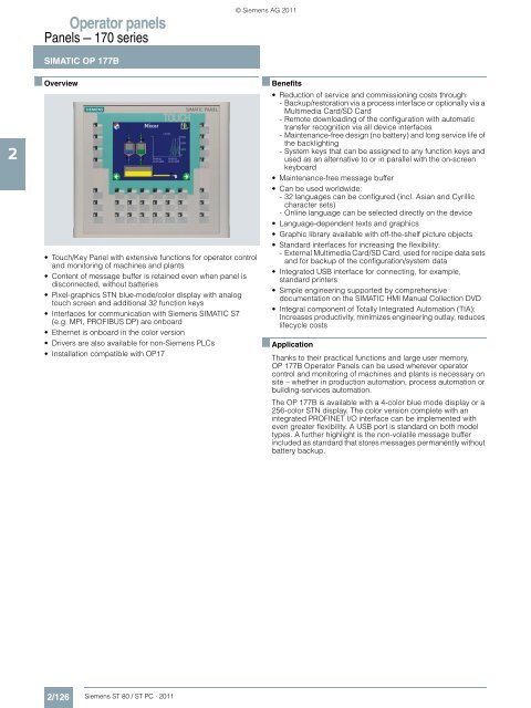 Catalog ST 80 / ST PC · 2011 - Siemens
