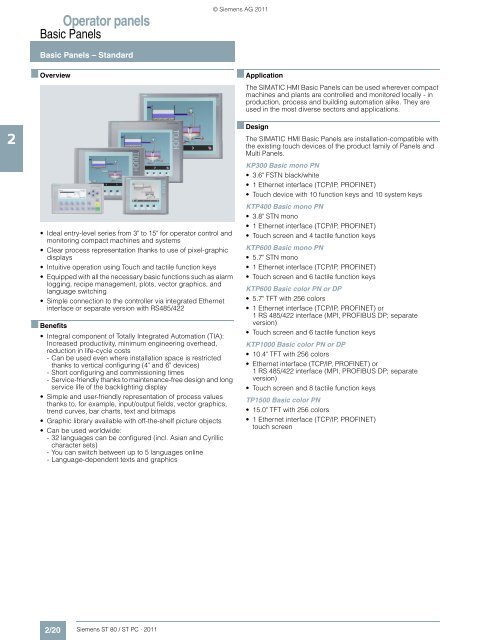 Catalog ST 80 / ST PC · 2011 - Siemens